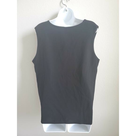 Blanque Women's Solid Black Tank Top Sz 2 Made in USA Triacetate Blend - Picture 2 of 6